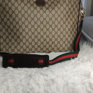 Gucci Monogram Canvas Bag with Red and Green Strap